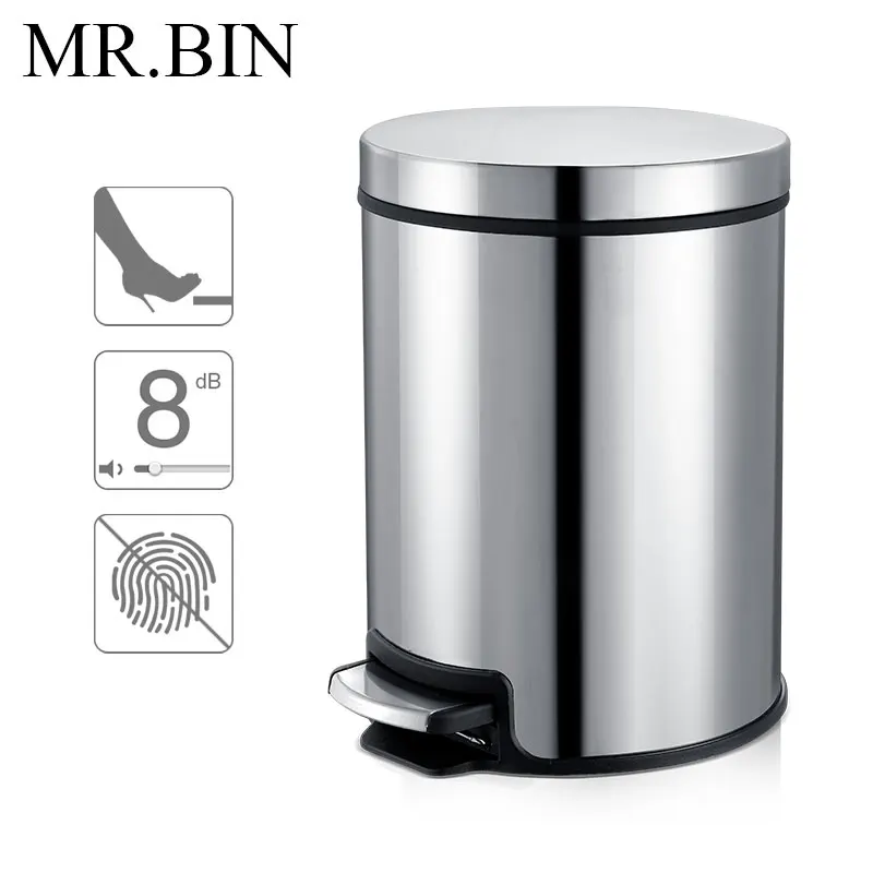MR. BIN 5L Макарон плюс мусорный бак из нержавеющей стали ведро для мусора из стали, полировальная машинка для ног металлическая урна для Кухня& Гостиная