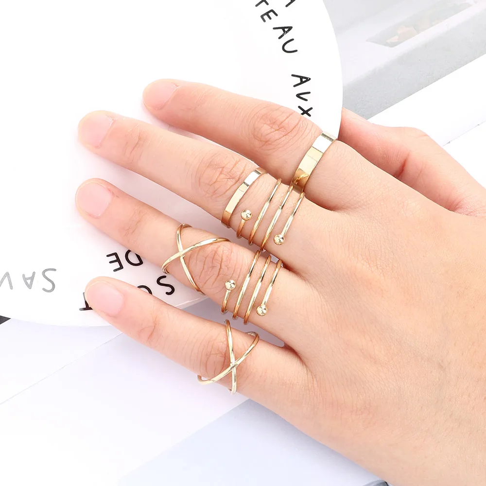 

Wholesale 6 Pcs/Set Hot Korea Personality Retro Alloy Toe Ring Gold Color Joint Ring Foot Ornaments