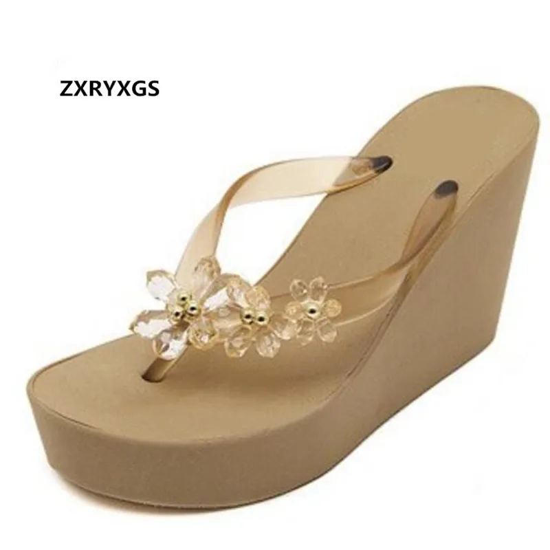 

2019 new summer Platform shoes wedge sandals flip-flops Flower fashion sandals casual shoes high heeled sandals