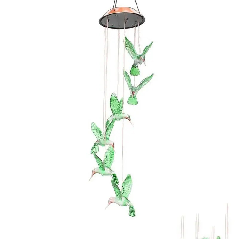 BESTOYARD Цвет-Изменение светодиодный Solar Wind Chime светодиодный Изменение свет Цвет Водонепроницаемый шесть Колибри колокольчиков для декора сада