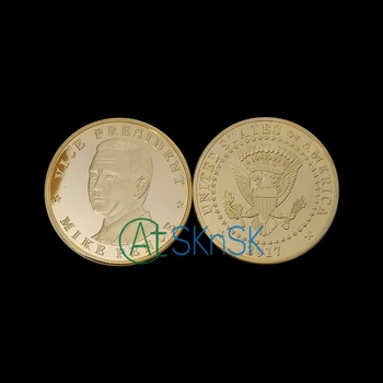 

50pcs/lot Mike Pence US Vice President Gold/Silver Plated Eagle Metal Challenge Souvenir Coin DHL Free Shipping