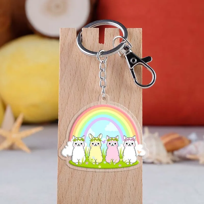 Модный мультяшный брелок радужной ламы alpacos акриловый держатель для