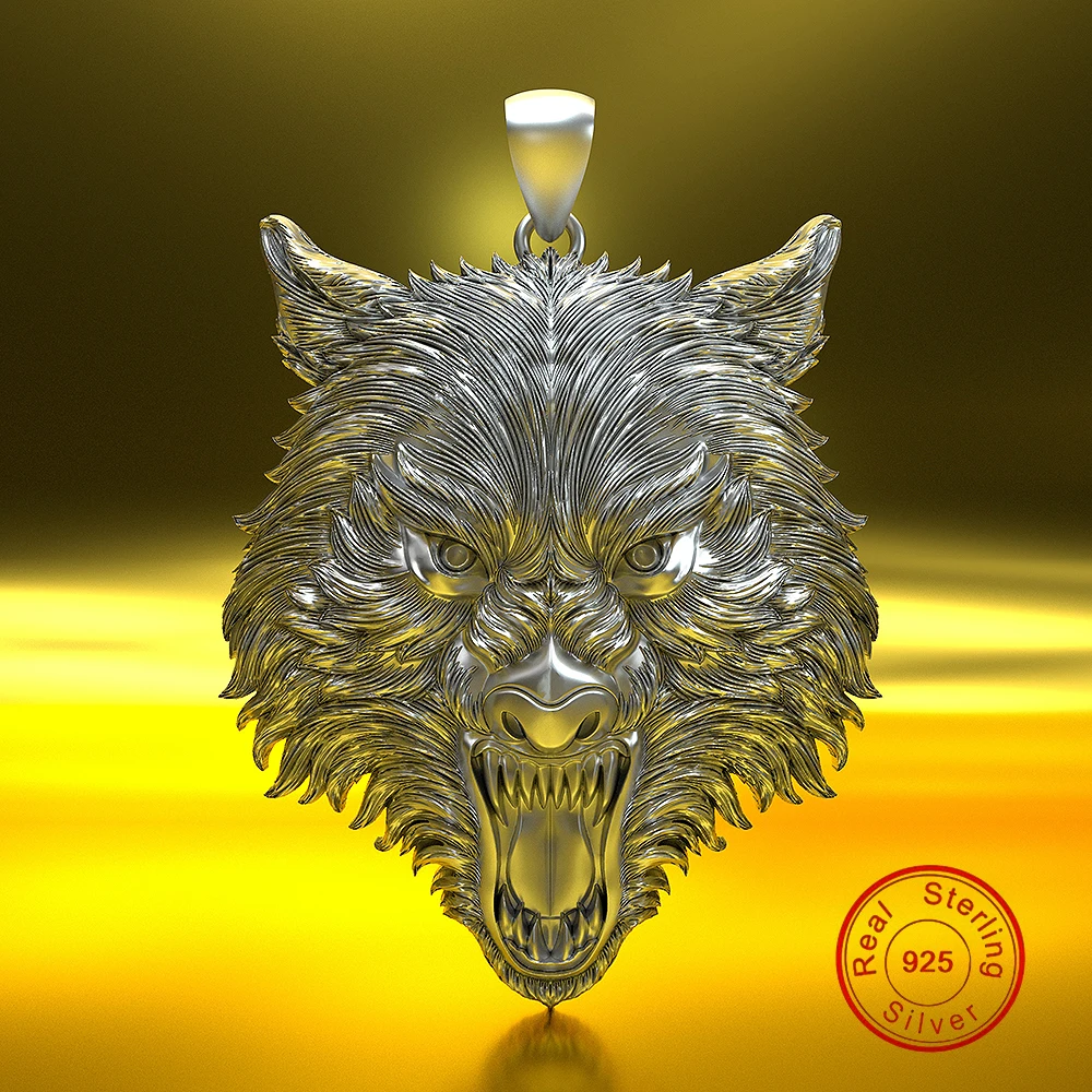 

Hot-selling standard 925 Sterling Silver wolf head pendant jewelry retro- two choices aggressive super ferocious wolf