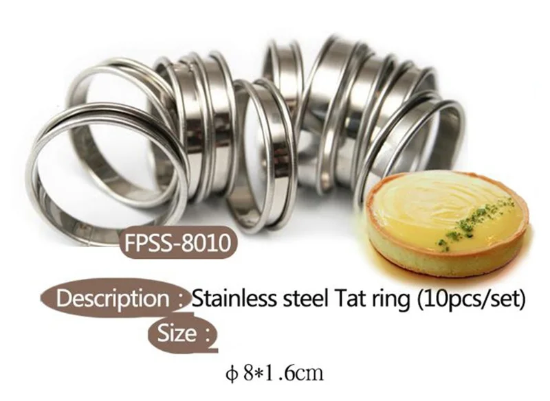 10pcsset Stainless Steel Tower Ring ,tarts ring for Cake Tats mold, Portuguese Tarts,French dessert molds,cake pan11