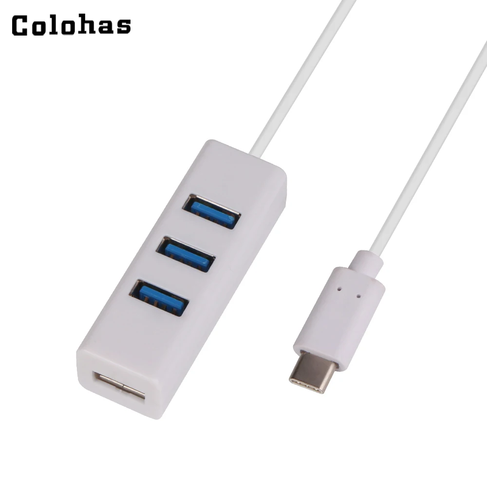 

White USB-C Type-C to 4 Ports USB 3.0 HUB Adapter High Speed Transmission USB Splitter Extender Converter for Macbook Laptop PC