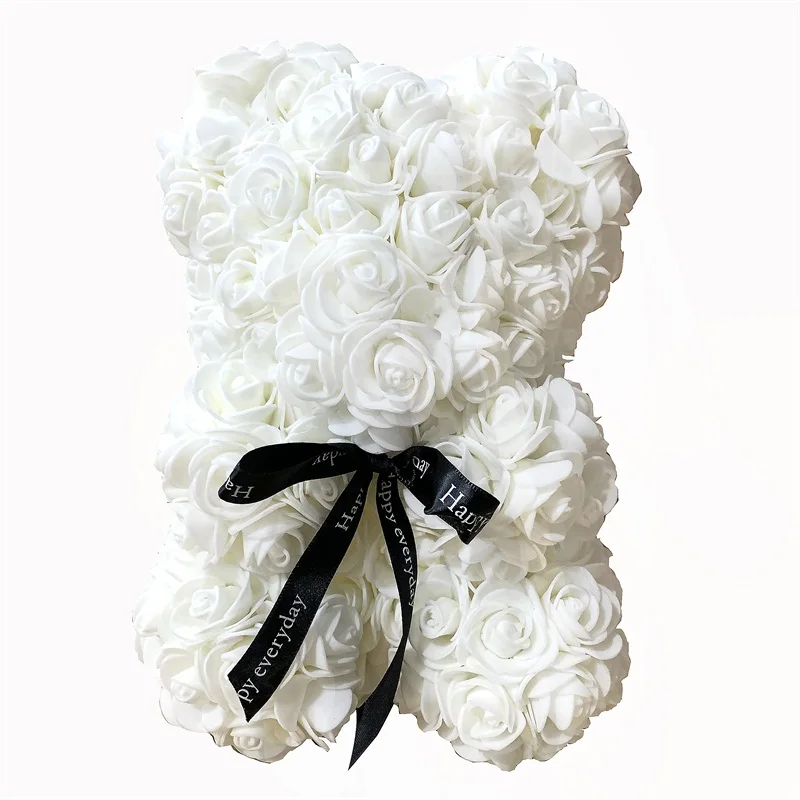 500 шт 3,5 см искусственные поролоновые головки роз цветок для DIY ВЕНОК домашнее свадебное украшение дешевые поддельные цветы аксессуары ручной работы - Цвет: white bear