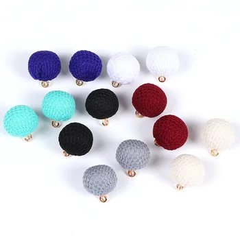 

SEA MEW 30PCS 17mm Fashion Woolen Yarn Art Ball Pendant Round Connectors For Women Earring Accessories For Jewelry Making