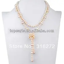 Joyería Topearl Rosado Elegante Mujeres Joyería de Perlas Cultivadas de agua dulce Collar de Perlas 17 Inch ND639175
