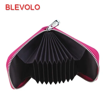 

BLEVOLO Cross Pattern Business Card Package Zipper Leather Men ID Credit Cards Wallet Fashion Women Card Holder Cover Coin Purse