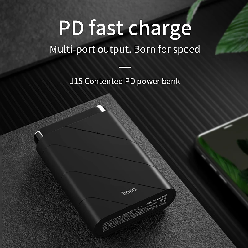 HOCO Quick Charge 3.0 USB Power Bank 10000mAh Portable PD Fast Charger 18W Power Delivery Powerbank Charger For iPhone X XS Max