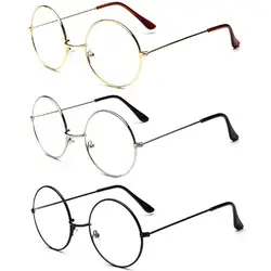 Винтажные стильные женские/мужские популярные круглые металлические прозрачные линзы очки рамка модный унисекс Nerd анти-излучение очки