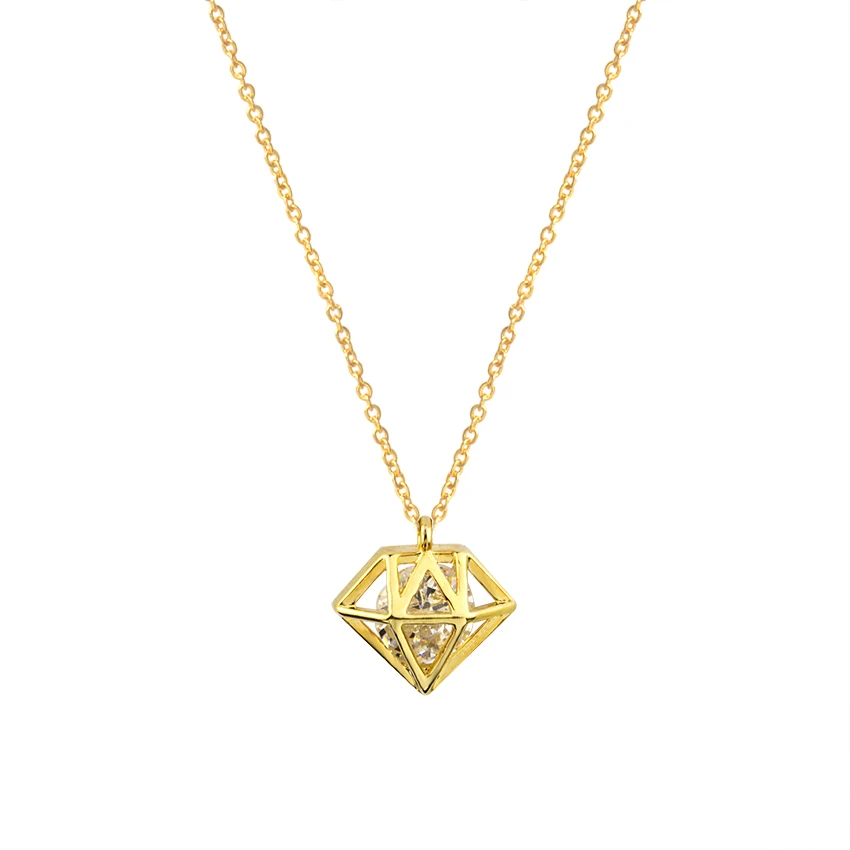 

10PCS Fashion CZ Diamonds Necklace Gold Color Minimalism Geometric Cone shaped Pendant Necklaces Vintage Jewellery Women