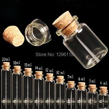 

100pcs/lot 18ml Mini wishing bottle vials Clear Cork Stopper Glass Bottles