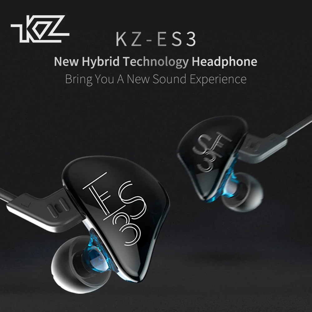 

KZ ES3 Headphone Hybrid Dynamic And Balanced Armature Earphone HIFI Stereo Sport Headset Suitable Bluetooth Detachable Cable