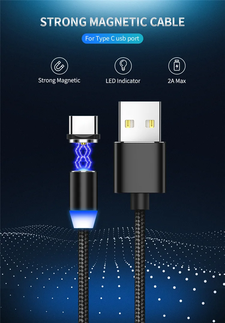 1 м светодиодный магнитный usb-кабель для iPhone Xs Max 8 7 6 и кабель USB type C и кабель Micro usb для samsung Xiaomi LG USB C