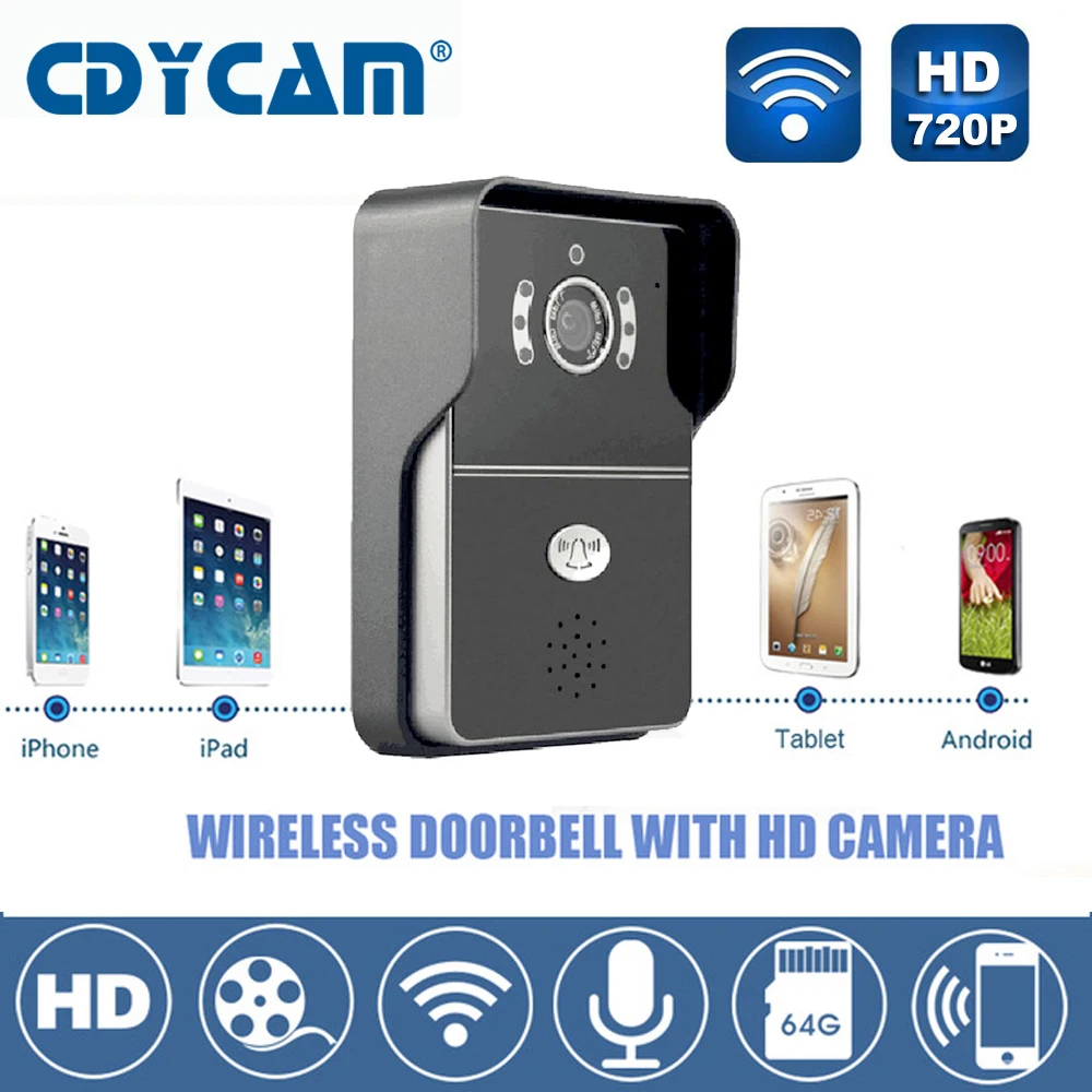 bilder für Hi3518E wifi türklingel Ip-kamera H2.64 1.0MP HD 720 P IR-CUT drahtlose türklingel unterstützung 5 benutzer 2,1mm objektiv Nacht Vision Wasserdichte bilder für Hi3518E wifi türklingel Ip-kamera H2.64 1.0MP HD 720 P IR-CUT drahtlose türklingel unterstützung 5 benutzer 2,1mm objektiv Nacht Vision Wasserdichte