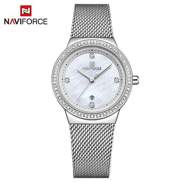 sliver Новинка NAVIFORCE, розовое золото, женские часы, бизнес, кварцевые часы, для девушек, Лидирующий бренд, роскошные женские наручные часы, для девушек, часы, Relogio Feminin - Цвет: sliver