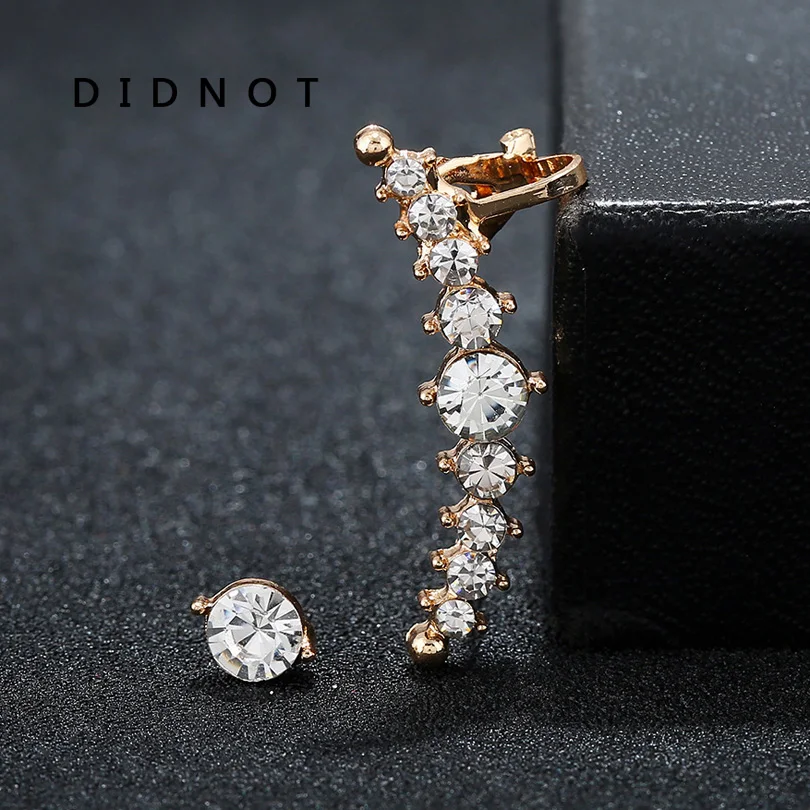 

Crystal Clip Earrings Left Silver Gold Plated Popular Earring Clip Zircon Ear Cuff Personality Earring Jewelry For Women FY170