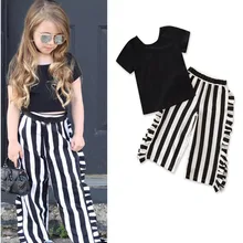 5 компл./лот, костюм для маленьких девочек детская одежда комплект из 2 предметов в полоску: футболка+ штаны, комплект для девочек, От 1 до 5 лет sylvia 570239740704