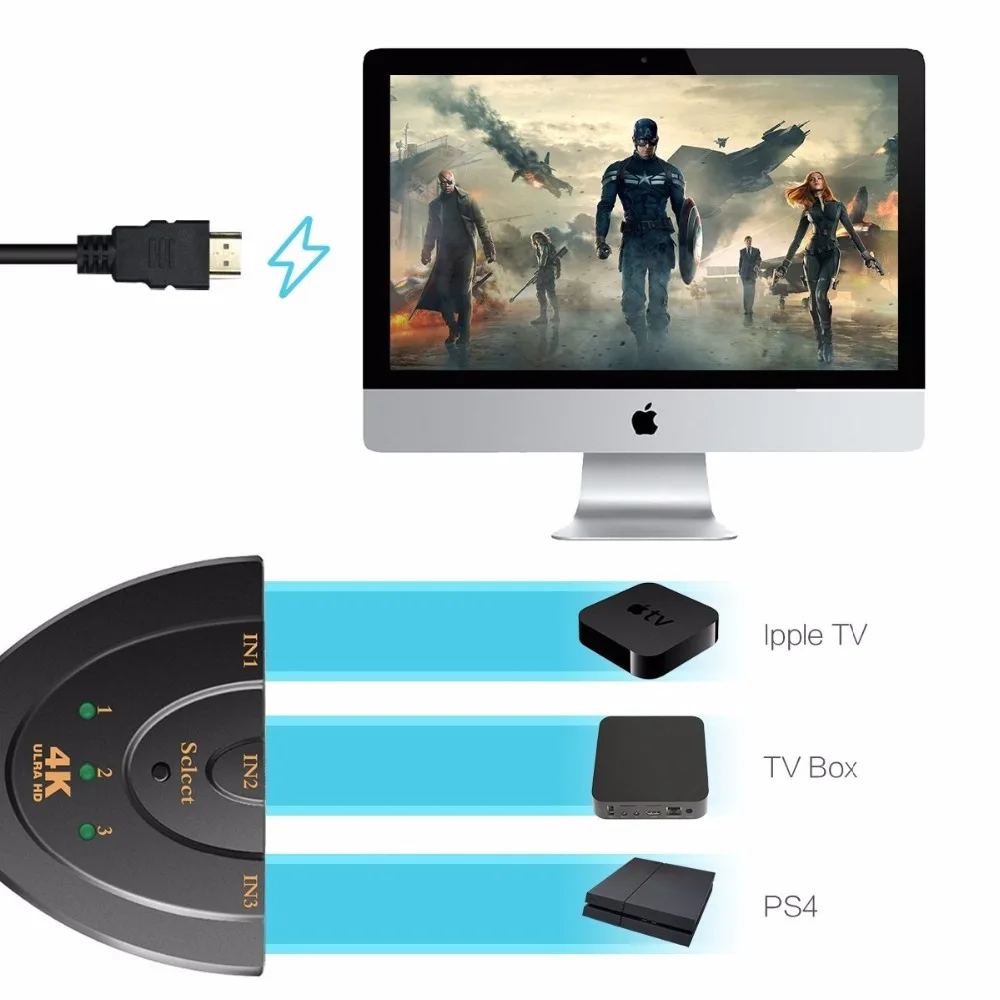 BESIUNI 4 к* 2 к 3D Мини 3 порта HDMI переключатель 1.4b 4 к Коммутатор HDMI разветвитель 1080P 3 в 1 выход порт концентратор для DVD HDTV Xbox PS3 PS4