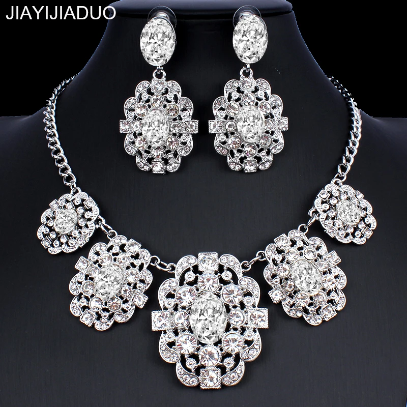 

jiayijiaduo African Jewelry Set Silver/Gold Color Necklace Earrings Fashion Accessories for Women Fashion dropshipping new