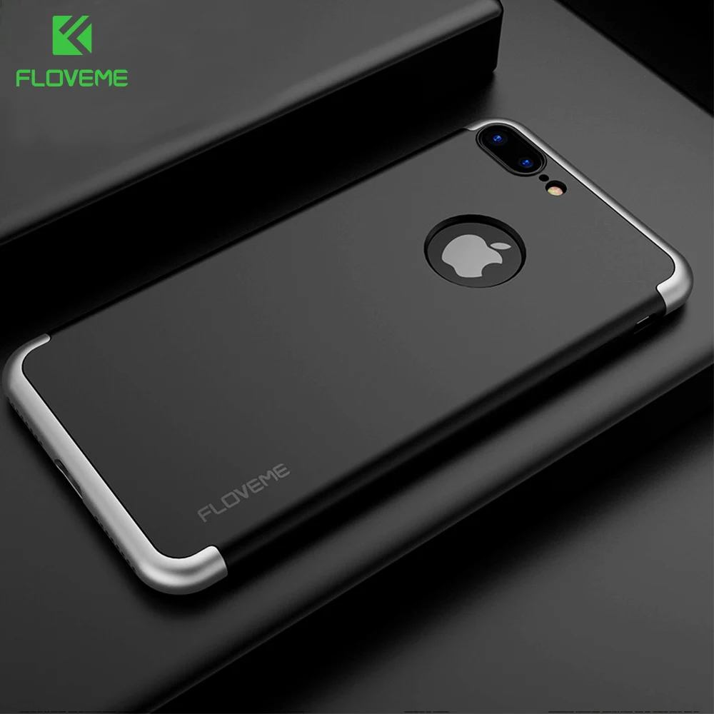 

FLOVEME 3 In 1 PC Hard Hybrid Case For iPhone 6 6S 7 Plus Armor Case Anti Knock Electroplating Protective Phone Slim Shells Capa