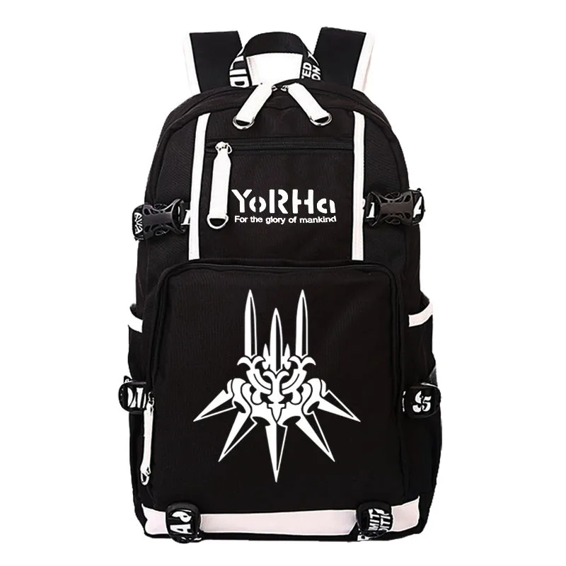  NieR:Automata Type 2B Printing Game Backpack Canvas Travel Bagpack USB Charging Laptop Backpack Gif