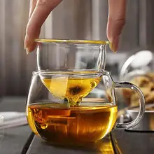 Ручная выдувная термостойкая стеклянная чайная чашка с крышкой и заваркой 300 мл чашка из боросиликатного стекла инновационная бутылка для чая с фильтром