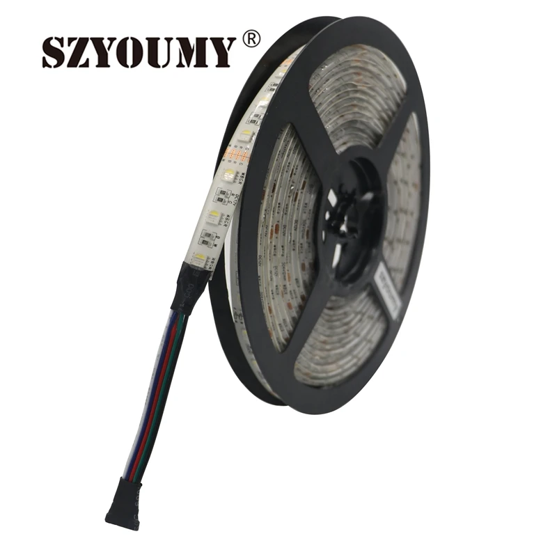#cheap SZYOUMY 24V 12V RGB+White 300LED Strip 5050 Flexible LED Light RGW RGBWW 4 Color In 1 LED Chip 60 LED m IP20 IP65 Waterproof 50m