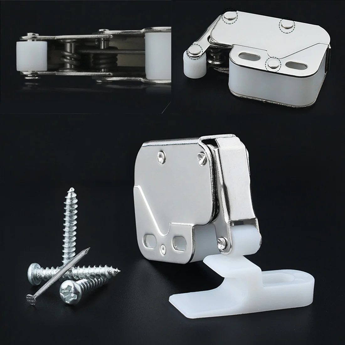 

Anti-Theft Cupboard Doors Lock Furniture Hardware Mini Push Spring Clip Lock Catch Latch Cabinets With Cross Keys