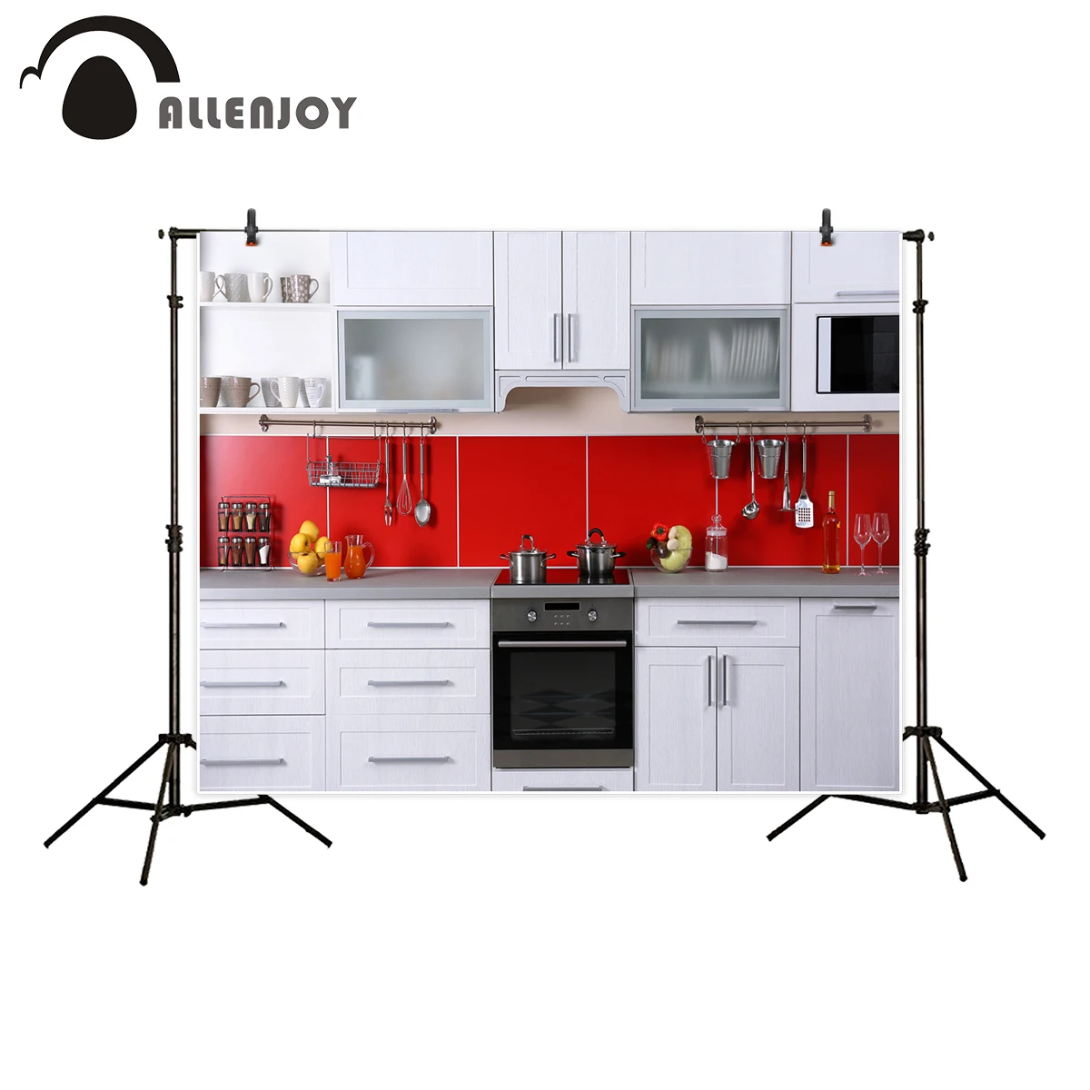 

Allenjoy backdrop for photography studio modern kitchen red home indoor background photobooth