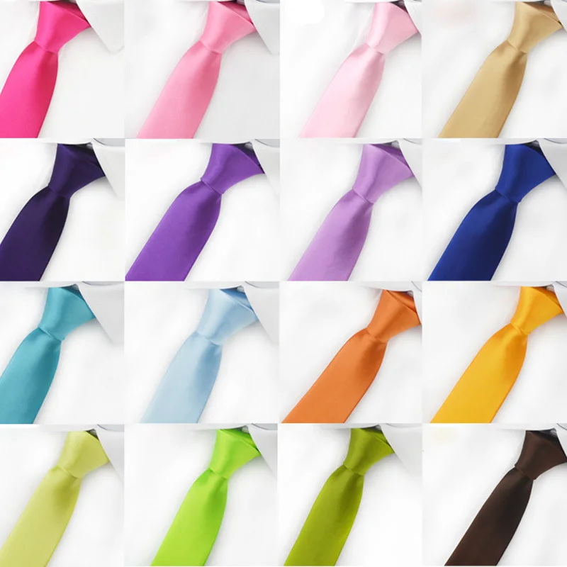 HOT SALE Fashion Necktie 24 Style Mens Ties Solid Color Celebrity Slim Men Polyester Silk Neck 5cm Skinny Tie Men's Accessories