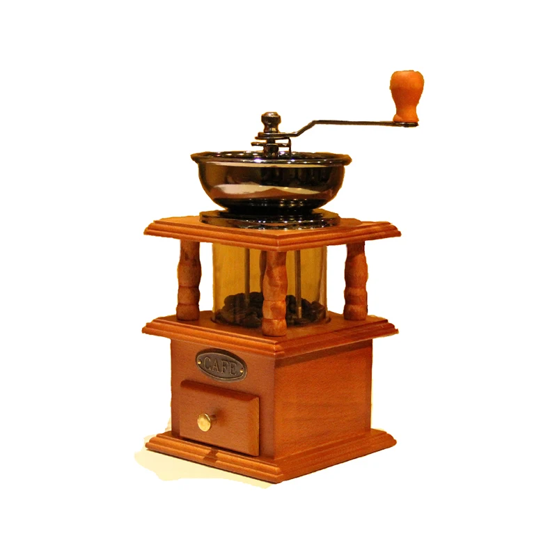 Удобный Винтажный Римский стиль ручная кофемолка чугунная мельница, двойной закрытый ящик с деревянным корпусом JY