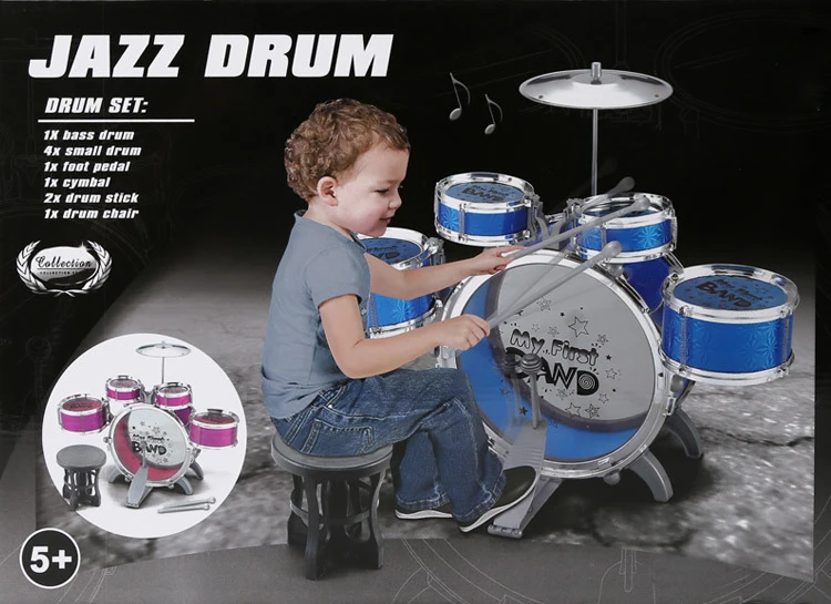

New Big Plus size Jazz Drum Set with Chair Music Educational Toy Instrument for Kids children