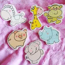 600PCS LOT 6 design zoo animals wood stickers Kids toys scrapbooking kit Early educational DIY Kindergarten
