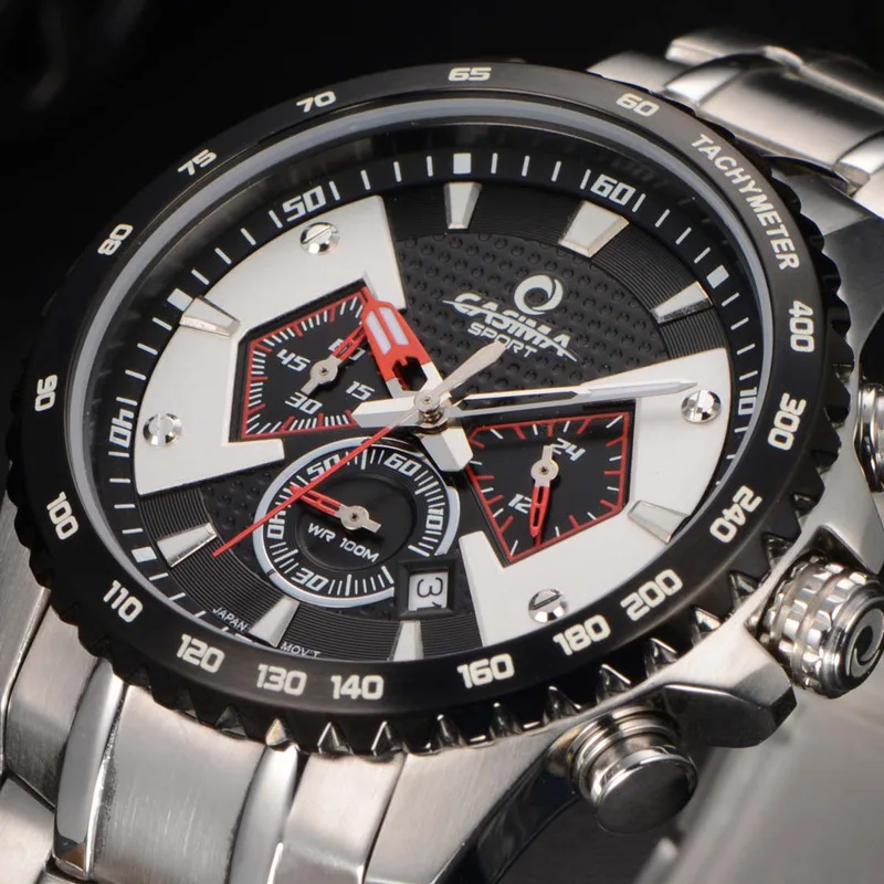 Мужские часы Роскошные брендовые модные спортивные многофункциональные мужские Кварцевые водонепроницаемые светящиеся часы из нержавеющей стали CASIMA#8103