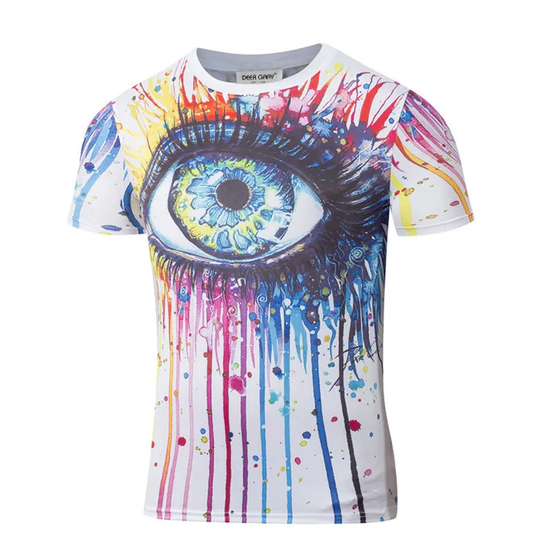 

2019 Men's T-Shirt 3D Print O-neck Men's Clothing Men Fashion Tees Fitness Casual For Male T-shirt M-2XL with Big Eye DS27