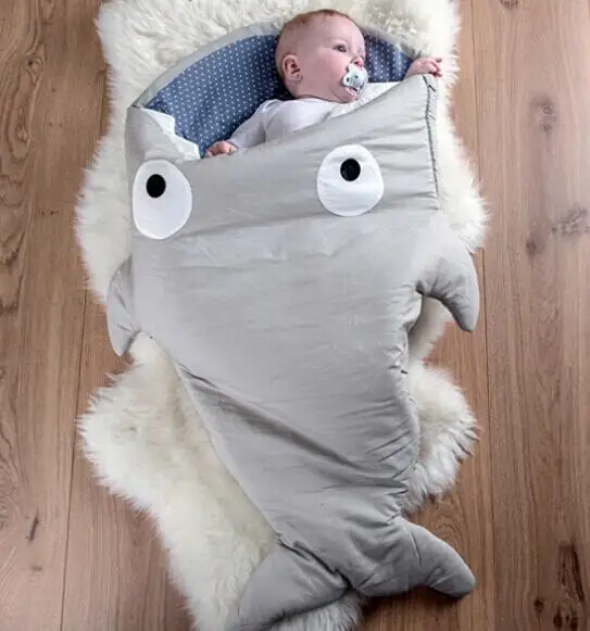 Спальный мешок с рисунком акулы; спальный мешок для малышей; зимние коляски; Пеленальное Одеяло; милое хлопковое постельное белье; спальный мешок для малышей