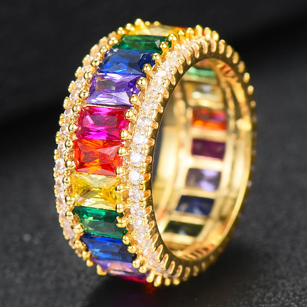 

GODKI Stacks Ring Luxury Wave Rainbow CZ Cubic Zircon CZ Ring for Women Bridal Engagement Wedding Dubai Finger Rings