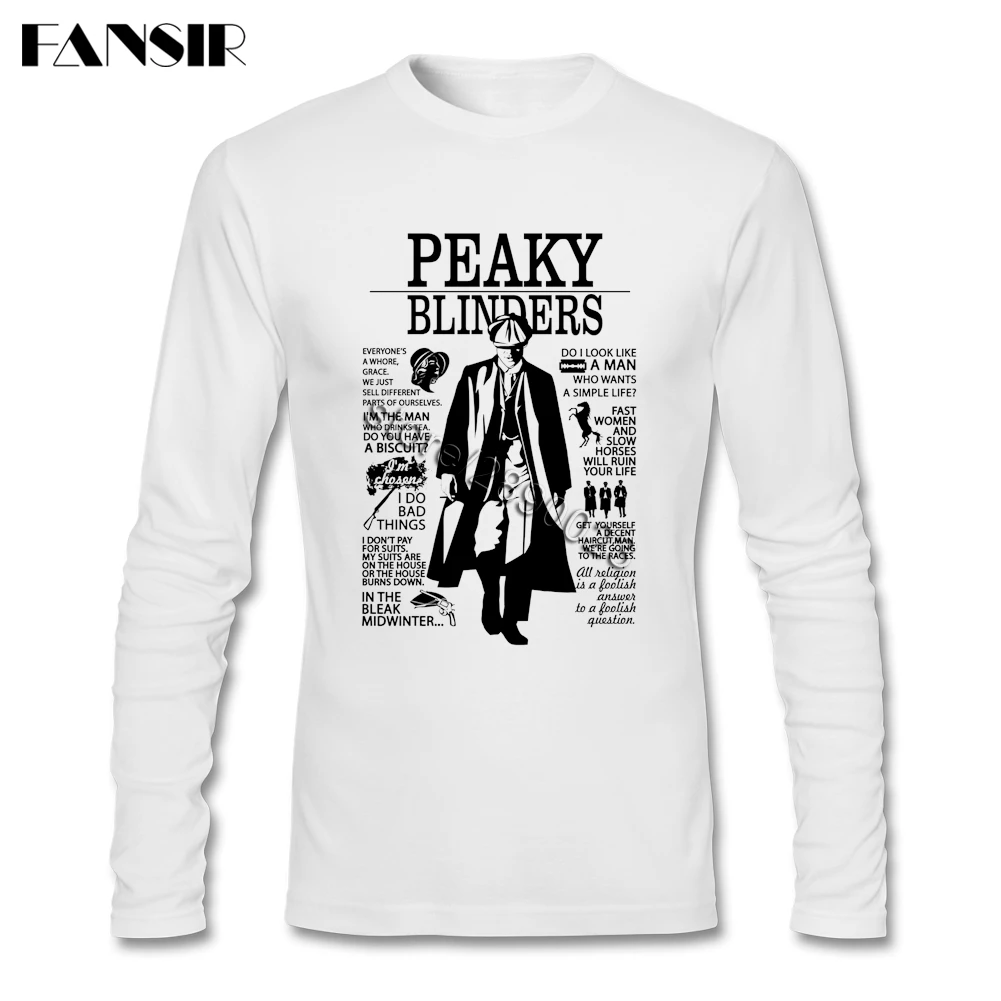 Peaky футболки с надписью Blinders Мужская простая футболка для взрослых длинным