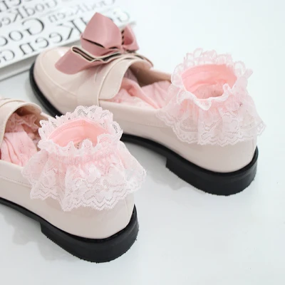 Японские Лолиты Kawaii Носки нейлон кружевные короткие носки бисером кружева принцесса милые девушки тонкие носки женские носки - Цвет: Lace pink sock