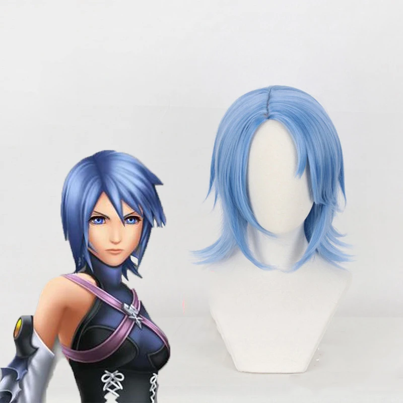 Парик для косплея игровые сердца парик Aqua короткий синий прямой синтетический