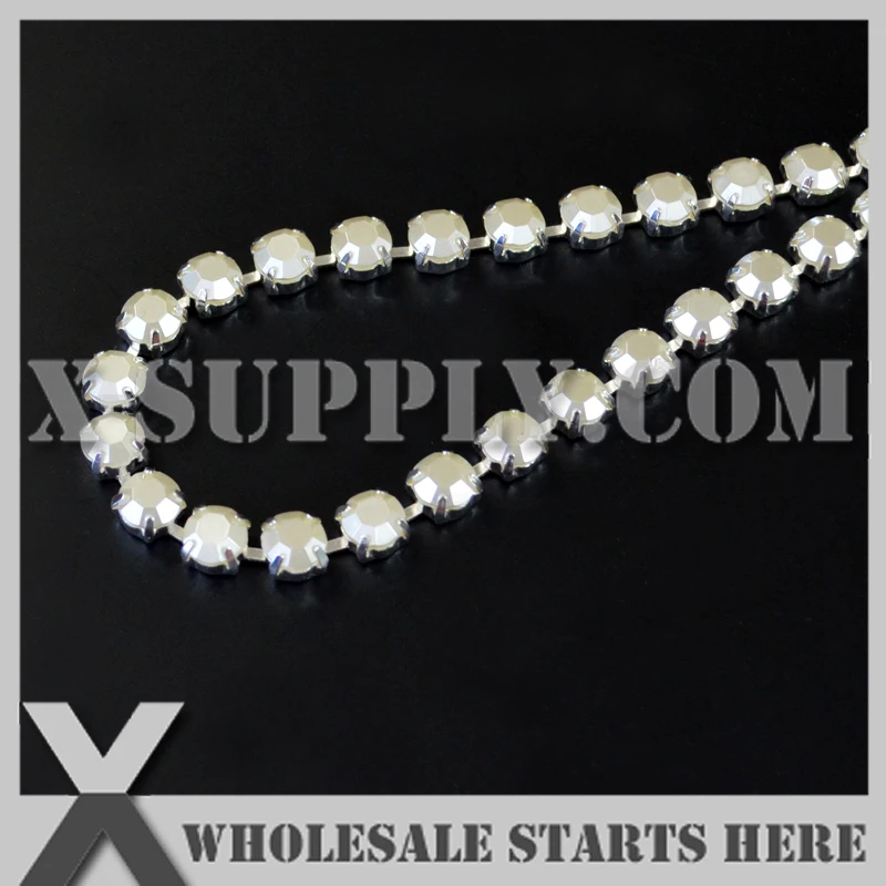 

(5yards/lot) SS38 8mm Handmade Round Ivory Pearl Cup Chain for Jewelry For Wedding Bridal Dress