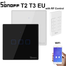 Интеллектуальный выключатель света Sonoff T3 T2EU 86 Размеры 1/2/3 серии TX 433 МГц RF Дистанционное управление переключатель Wi-Fi с границы ewelink Управление домашней автоматизации