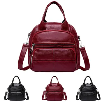 

Women Backpack Handbag Leisure Fashion Solid Large Capacity Messenger PU Bags Totes School Shoulder Backpacks mochila M40#