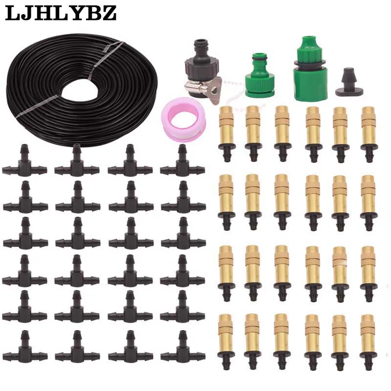 25M 25PC Copper Nozzle Irrigation System Portable Misting Automatic Watering Garden Hose Spray Head With 4/7mm Tee and Connector 25M 25PC Copper Nozzle Irrigation System Portable Misting Automatic Watering Garden Hose Spray Head With 4/7mm Tee and Connector