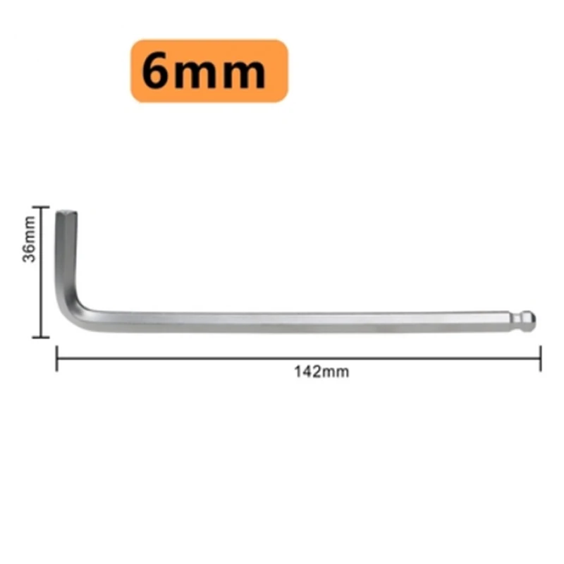 1 шт. 1,5 мм-22 мм шаровой конец шестигранный динамометрический ключ с двойной головкой l-образный шаровой головкой шестигранный ключ для ремонта автомобилей многофункциональный ручной инструмент - Цвет: 6mm x 1pcs