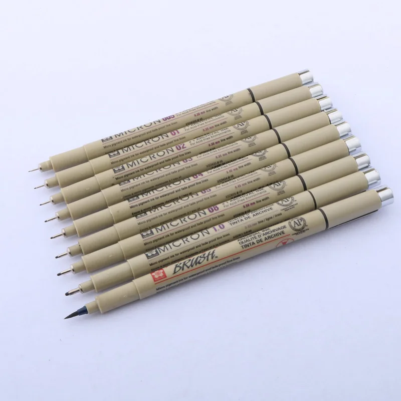 12 шт. пигментный лайнер чернильный маркер Micron разные наконечники для рисования