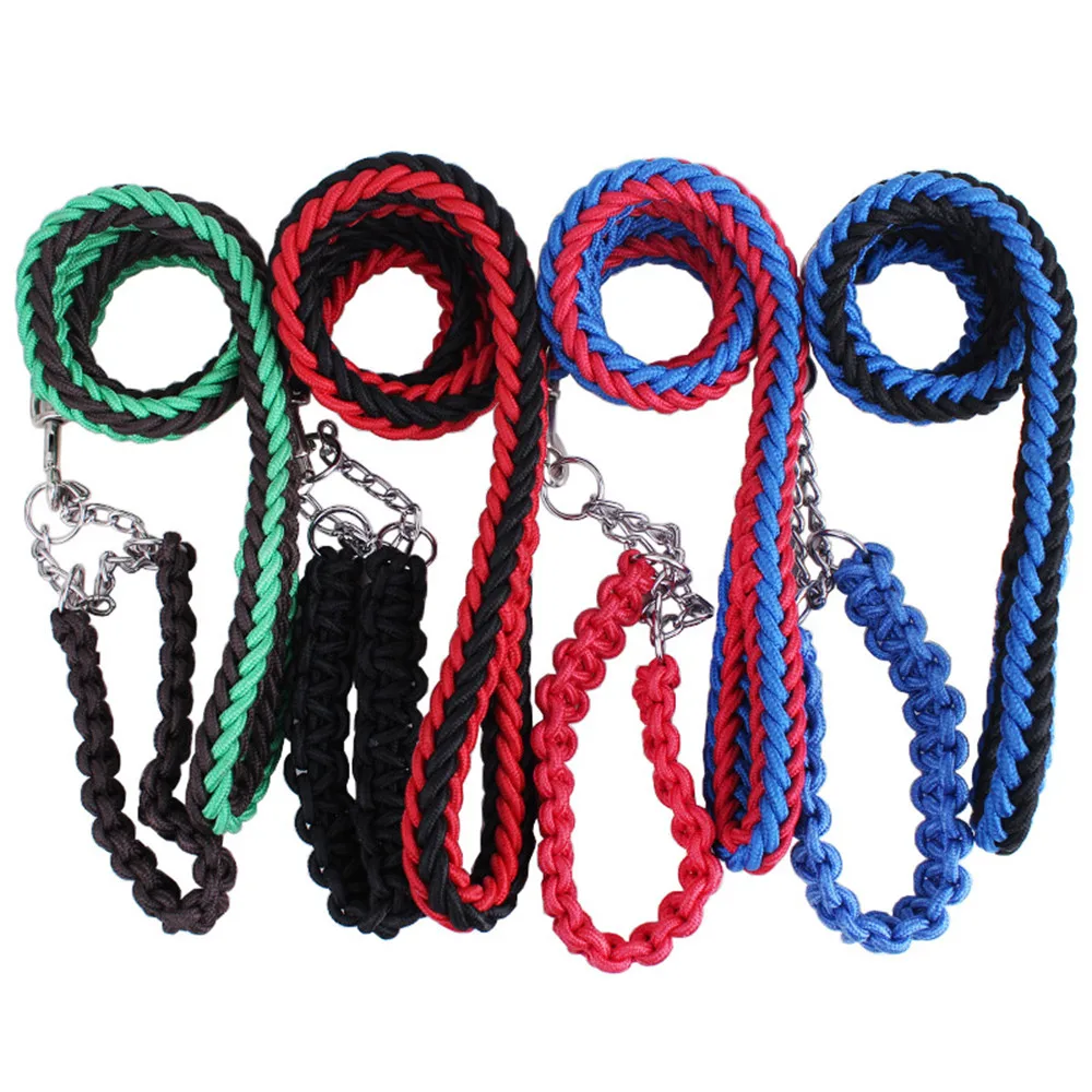 New Color Eight Strand Nylon Braided Pet Leashes Semi Control Collars
