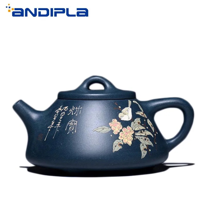 

220ml Authentic Yixing Teapot Flowers and Bird Stone Scoop Pot Shi Piao Pot Master Handmade Purple Clay Kung Fu Tea Set Tea Pot